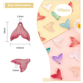 DanLingJewelry 100Pcs Random Colors Mermaid Fishtail Transparent Glass Charms Mermaid Tail Crystal Glass Pendants for Jewellery Making