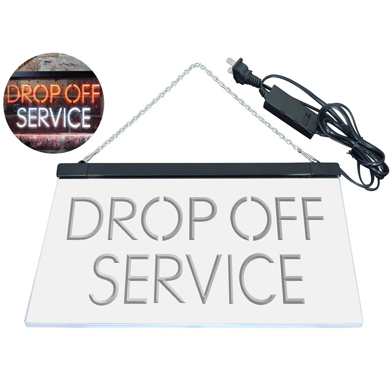 Drop Off Service Illuminated Dual Color LED Neon Sign White