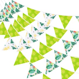 G2PLUS 12 m Pineapple Monstera Fabric Garland, 42-Piece Hawaiian Green Fabric Garland, Hawaiian Decoration Garland for Summer Home and Outdoor Garden Decoration