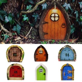 Suitedget Pack of 6 Garden Fairy Door, Gnome Door, 2 mm Thick, Miniature Elf Door, Gnome Door, Fairy Door, Decoration, Fairy Tiny House Door, Children, Mini Gift, Miniature Fairy Garden Decoration,