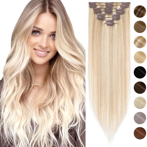 Clip-in Real Hair Extensions, Soft Hair Extensions, Straight, 8 Pieces, 18 Clips, High-Quality Human Hair