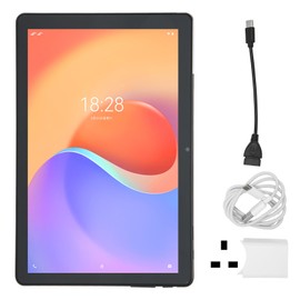 10 Inch Tablet for Android 11 12GB RAM 128GB ROM 8 Core CPU 1960x1080 IPS 5G WIFI Tempered Glass 4G Calling Tablet 100‑240V Blue UK Plug