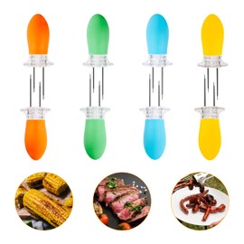16 Pcs/8 Pair Corn Holders,Stainless Steel Corn Holders The Cob Skewers for BBQ Twin Pin Sweetcorn Corn Holders,Interlocking Design Corn Skewers Forks for Home Cooking and Camping,4 Colors