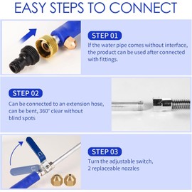 Hydro Nozzle,2-IN-1 High Pressure Power Washer Nozzle - Garden Hose Cleaning Stick with Two Nozzles and Fast Connectors(Blue）