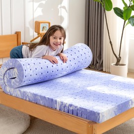 ZEO-SLEEP Memory Foam Mattress Topper 4 Inch Gel Ventilated Design Pressure Relieve Mattress Pad Soft Breathable Bed Topper, CertiPUR-US Certified, Short Queen Size