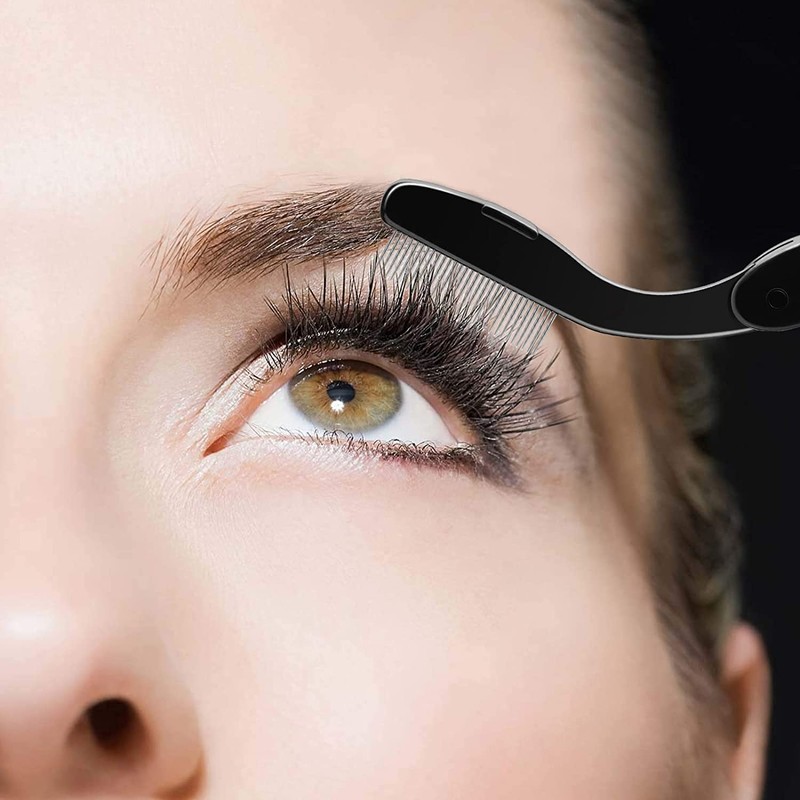Docolor Foldable Eyelash Comb Stainless Steel Teeth Eyebrow Brush Steel