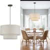VILUXY Drum Fabric Pendant Light Farmhouse White Chandelier Double Drum