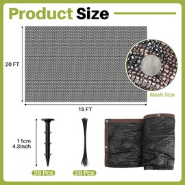 Yoojahow Koi Pond Netting Kit 15 x 20ft, Heavy-Duty Pe, Bird Deer Fence Netting, Durable Net Cover for Leaves, Protect Fish from Blue Heron Bird, Cats & Predators, Stakes & Ties Included