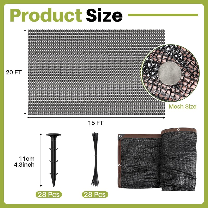 Yoojahow Koi Pond Netting Kit 15 x 20ft, Heavy-Duty Pe,