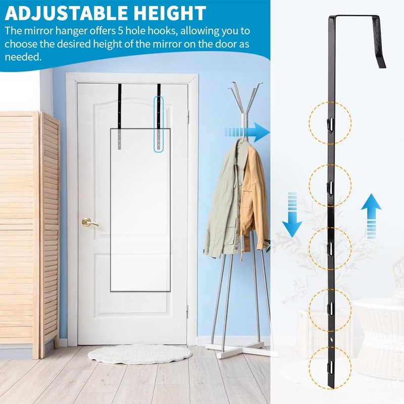 Kazheon 2 Pcs Over The Door Mirror Hanger, Adjustable Door