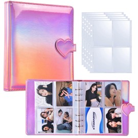 A5 Kpop Album Photocard Binder with 4-Pocket Card Pages 30 Double Sided Photocard Sleeves, 6 Ring Photocard Holder Book PU Leather Binder Cover for Organizing 240 K-pop Photocards or Trading Cards