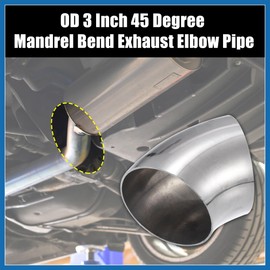 A ABSOPRO 2pcs OD 3 Inch 45 Degree SS304 Stainless Steel Bend Tube Exhaust Elbow Pipe for Car Modified Exhaust System 3" Piping Silver Tone Item Replacement