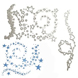 Heart Star Embossing Stencils, Cutting Stencil, Greeting Card, Cutting Stencil, Heart Punch, for DIY Scrapbooking, Christmas Card, Craft Embossing (Silver)