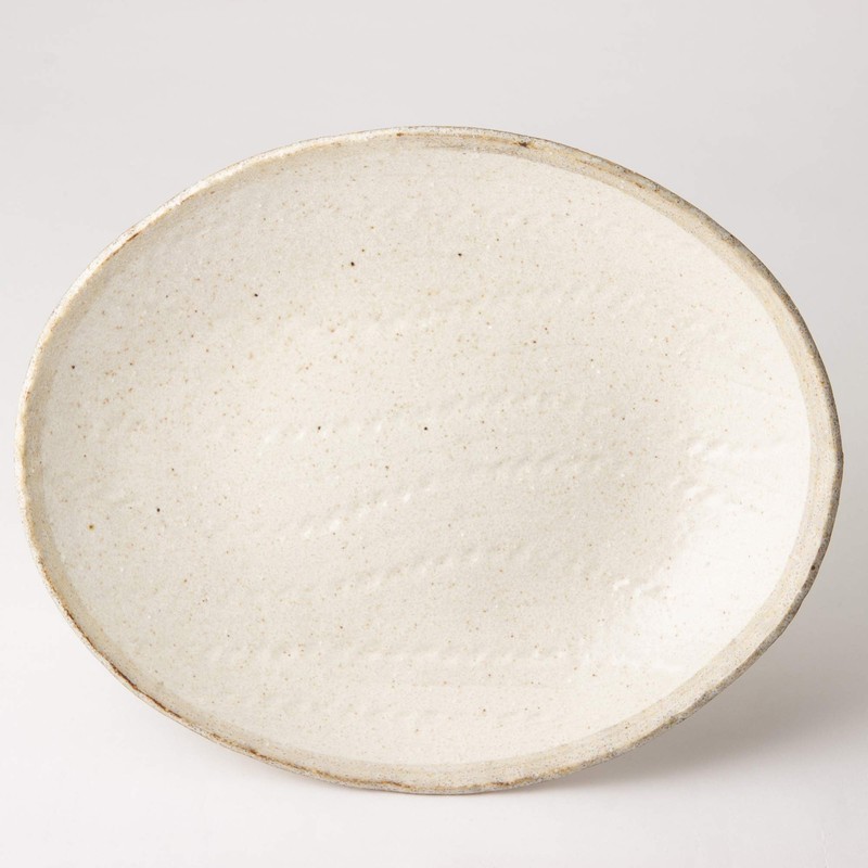 Mino Ware White Karatsu Oval Noodle Plate K30273