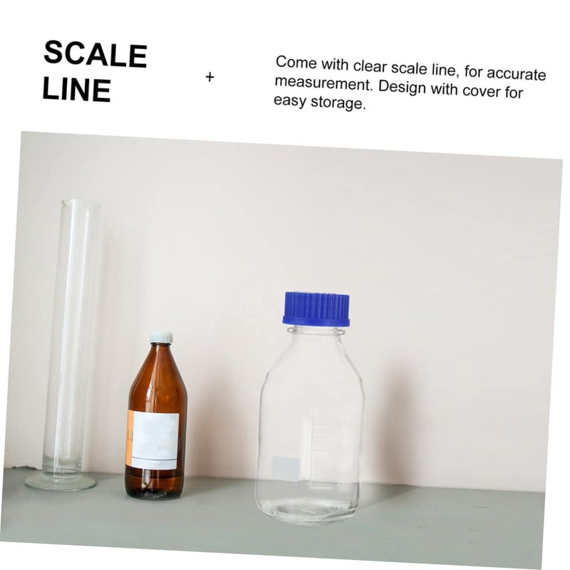 KICHOUSE 2pcs Reagent Bottle Laboratory Chemical Container with Calibration Solid