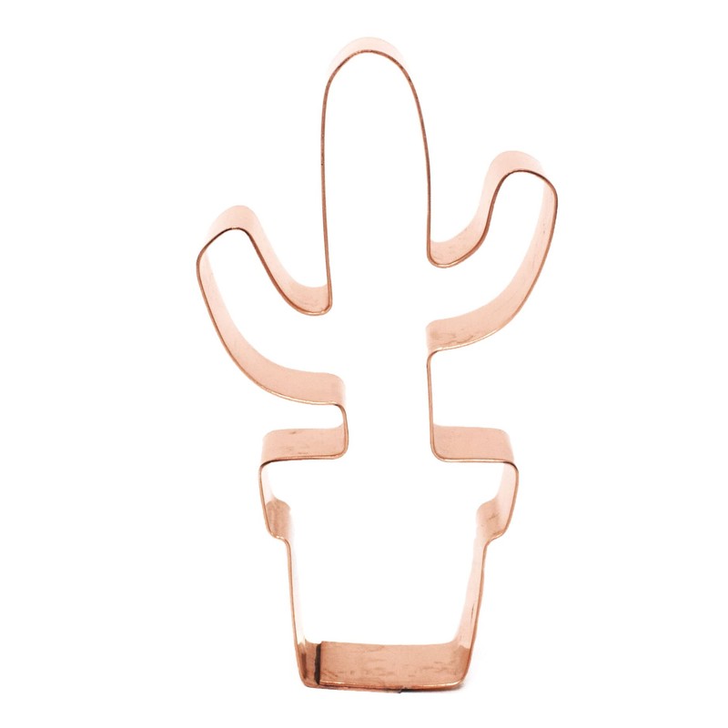 Small Simple Flower Pot Cactus Copper Cookie Cutter