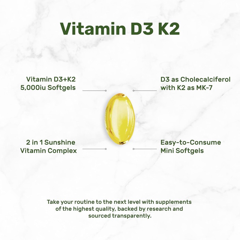 DEAL SUPPLEMENT Vitamin D3 5,000 IU + K2 MK7 Softgels,