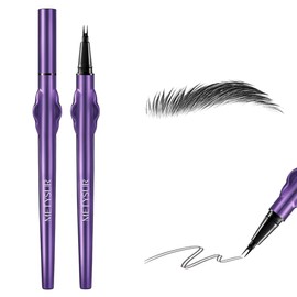 MIRUOKOU [ tiktok人気アイブロウ] ウォータープルーフ二叉アイブロウペンシル |極細ダブルペン先 | 速乾性 | 長持ち防水・防汗 |描きやすい消えないアイブロウ | 3色展開|アイブロウブラックテクノロジー（01#スモークブラック）