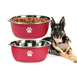 Podinor Large Dog Water Bowl 2 Pack, 170oz Stainless Steel Extra Large Dog Food Bowl for Big Giant Dogs