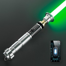 DAMIENSABER RGB V3 Smooth Swing Light Saber, Motion Control Dueling Light Sabers,16 Sound Fonts Luke Light Saber with Infinite Color Changing, Rechargeable Metal Hilt, for Adults, Pogo Core