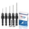 5-pc Countersink Drill Bit Set, 3in1 Woodworking Counterbore Hole Drill