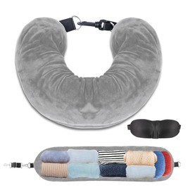 Jgppe Travel Pillow You Stuff with Clothes, Stuffable Travel Pillow Transforms Into Extra Luggage Without Excess Fees, Stuffable Neck Pillow Fits 3+ Days of Travel Essentials Gray