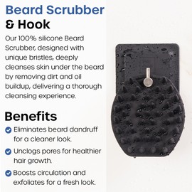 The Man Silicone Beard Scrubber for Men - Beard Brush & Beard Exfoliator for Men, Removes Beardruff & Deep Cleans, Beard Washing Brush, Beard Growth Accessories, Facial Beard Cleansing Brush (1 Set)