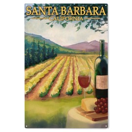 Lantern Press 10x15 Inch Wood Sign, Ready to Hang Wall Decor, Santa Barbara, California, Vineyard Scene