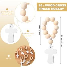 Tondiamo 18 Sets Christmas Rosary Gift Wood Cross Finger Rosary Mini Cross Rosary with Prayer Cards and Gift Bags Christian Gifts Religious Gifts Church Gifts for Prayer Christian Party Favors