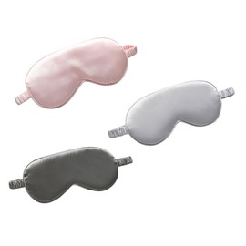 IWOWHERO 3Pcs Travel Blindfold Two Sided Breathable Silk Sleeping Mask Lightweight Comfortable Eye Mask for Complete Light Blocking for Long Flights Elegant Colors