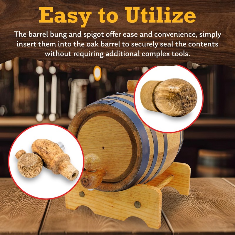 Red Head Barrels Wooden Oak Spigot and Bung Set, Small
