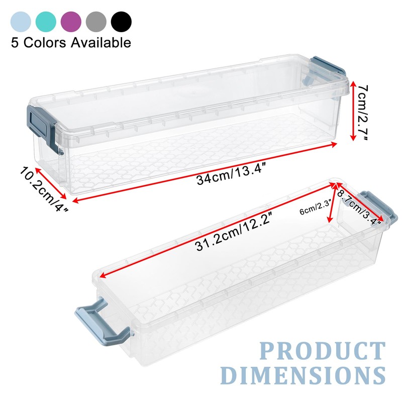 BTSKY 1 Pack Long Plastic Storage Box for Pencils Clear