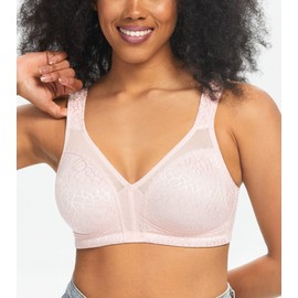 HACI Women's Minimizer Bra Full Coverage Non Padded Wirefree Plus Size for Large Bust Support Seamless(44DD, Pink)