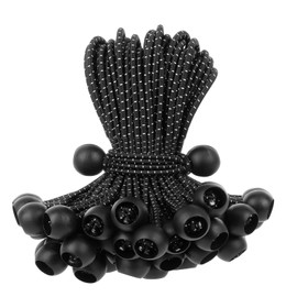 15 Inch Bungee Balls Ties,50 PCS Ball Bungee Cords Heavy Duty Elastic Cord Ball Bungee Canopy Tarp Tie Bungee with Balls for Camping, Shelter,Cargo,Tent Poles UV Resistant