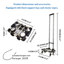 CNQLIS Folding Hand Truck,Portable Carrying Cart, Compact, Mini Lightweight for Travel/Auto/Moving/Office Use,12in.Hx9in.W Fits Most Backpacks- 55lbs Lightweight Hand Truck