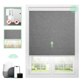 Motorized Blinds【No Drill Cordless Blackout】 Smart Blinds Customized Size, Automatic Electric Blinds with Remote Control, Grey 39" W x 72" H