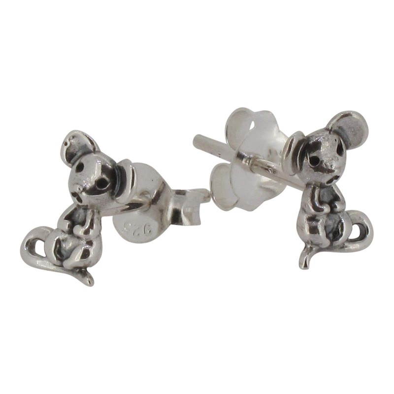Touch Jewellery 925 Sterling Silver Mouse Design Stud Earrings