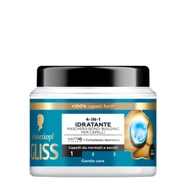 Schwarzkopf Gliss 4-in-1 Moisturising Bond Building Mask for Hair, 400 ml, Aqua Revive Hair Mask with HAPTIQ System and Hyaluronic Complex, Treatment Normal to Dry Hair