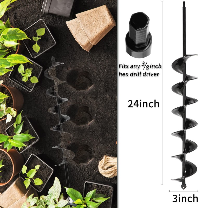 TCBWFY 3x24 Inch Auger Drill Bit for Planting - Easy