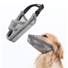 Crazy Felix Nylon Dog Muzzle for Small Medium Large Dogs, Air Mesh Breathable and Drinkable Pet Muzzle for Anti-Biting Anti-Barking Licking (L, Grey)