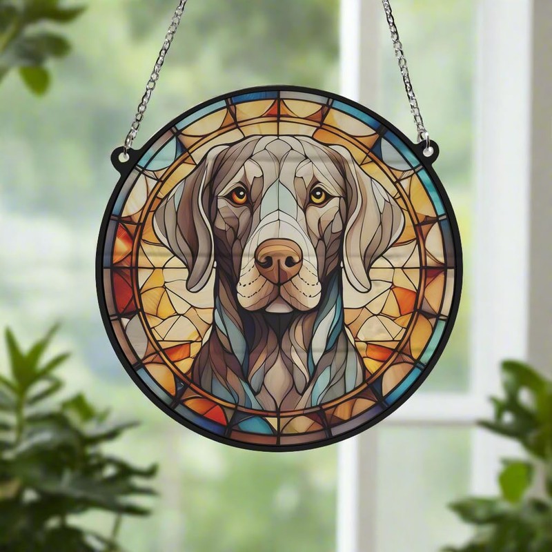 Image Industry Weimaraner Stained Glass Effect Suncatcher - Garden Gift