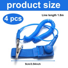 4 Pcs Anti Static Wrist Straps, Antistatic Wristband, Anti Static Bracelet, Reusable and Adjustable Static Discharge Wristband to Prevent Static Accumulation (Wired)
