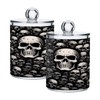 Zhirexin Black Skull 2PC Airtight Transparent Glass Storage Jar, Food