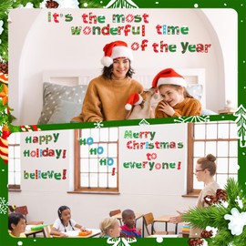 Motipuns 216 Pcs Christmas Bulletin Board Decoration Xmas Letters Numbers Alphabet Paper Cutouts Punctuation Symbols Combo Set Candy Christmas Classroom Decor for School Chalkboard Wall Decor