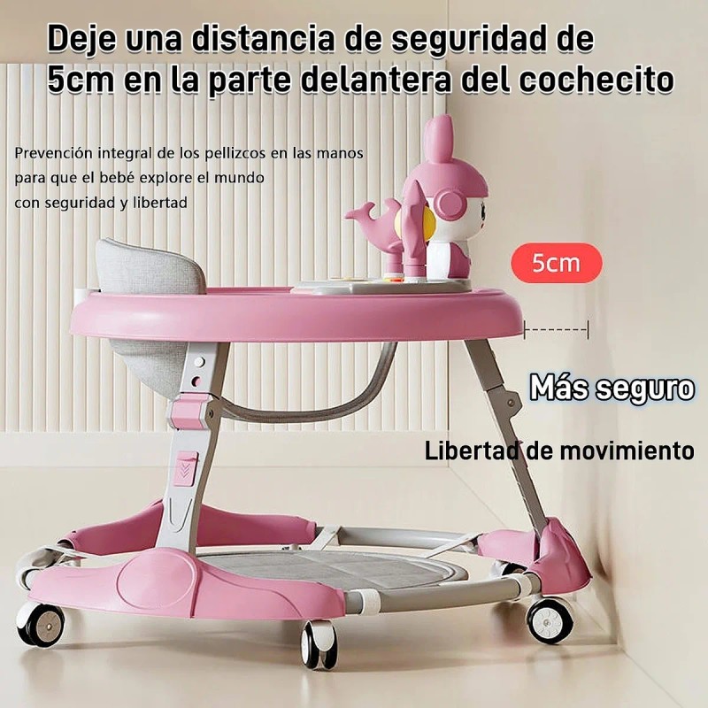 Caminador Bebé:plegable Compacto, Música, Ajustable, Seguro