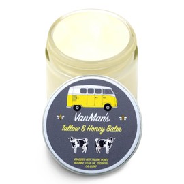 Vanman's - Tallow and Honey Balm Jumbo - Tallow Face Moisturizer with Honey and Beef Tallow for Skin - Grass-Fed Beef Balm for Face with Vitamins A, K, D, E and Essential Oils - 6 ounces