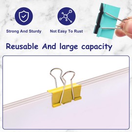 Ufmarine Large Binder Clips 1.6 Inch (36 pcs), Colored Big Binder Clips Paper Clamps for Office