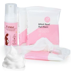 UHdod Kit de Espuma Calmante de Hamamelis y Compresas Perineales Refrescantes para Cuidado Posparto – Incluye Espuma de Hamamelis de 147 ml y 36 Compresas Perineales