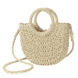 Barabum Beach Bag,Womens Straw Woven Crossbody Shoulder Bags Top Handle Satchel Handbag Purse for Summer (Beige)