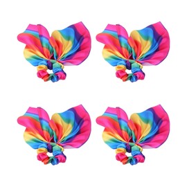 Beaupretty Pack of 4 Elastic Hair Rings Rainbow Hair Bobbles with Flowers Rabbit Ear Bow Hair Band with Rabbit Ears Hair Bow Scarf Rabbit Ear Hair Bow The Bubble Holder